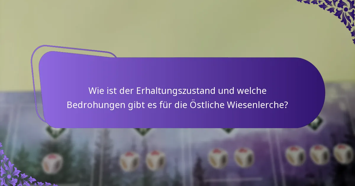 Wie ist der Erhaltungszustand und welche Bedrohungen gibt es für die Östliche Wiesenlerche?